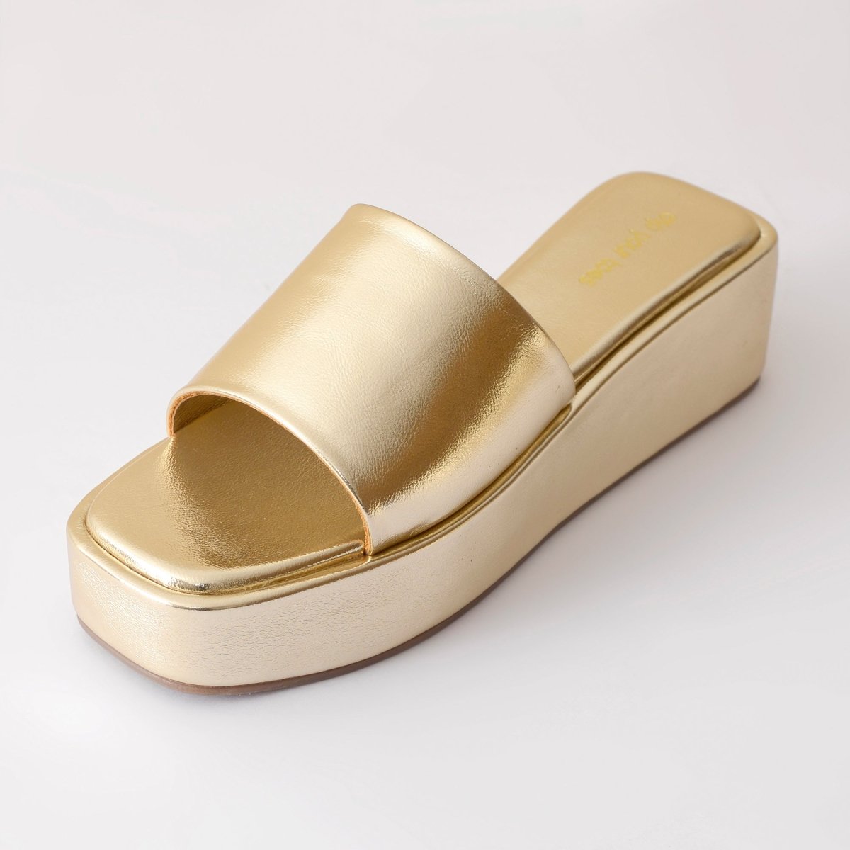Marshmallow Gold Platform Sandals