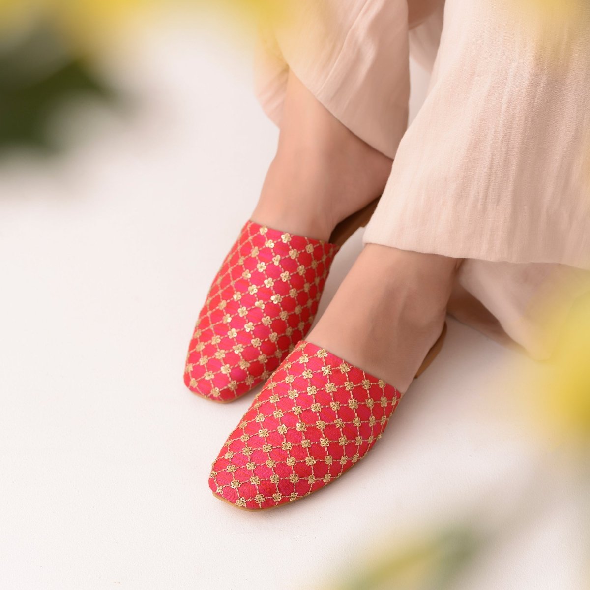 Blushing Pink and Gold Mules
