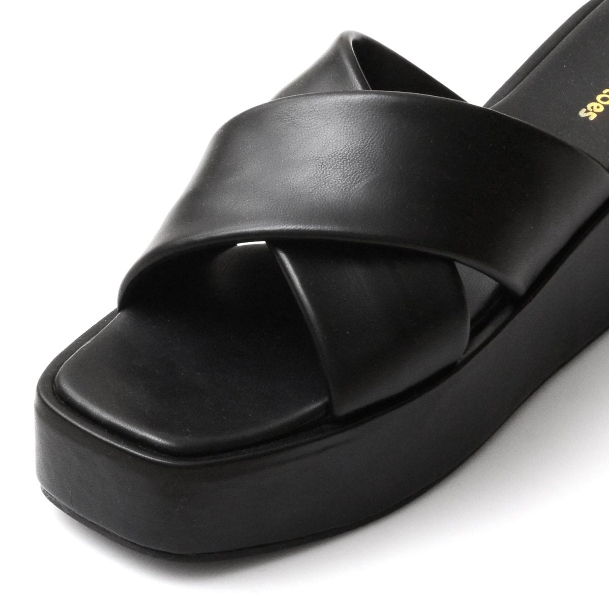 Black Cross Flatform Sandals