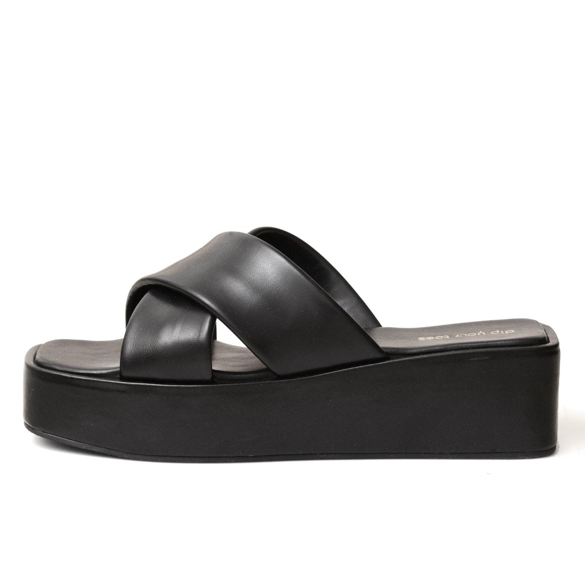 Black Cross Flatform Sandals