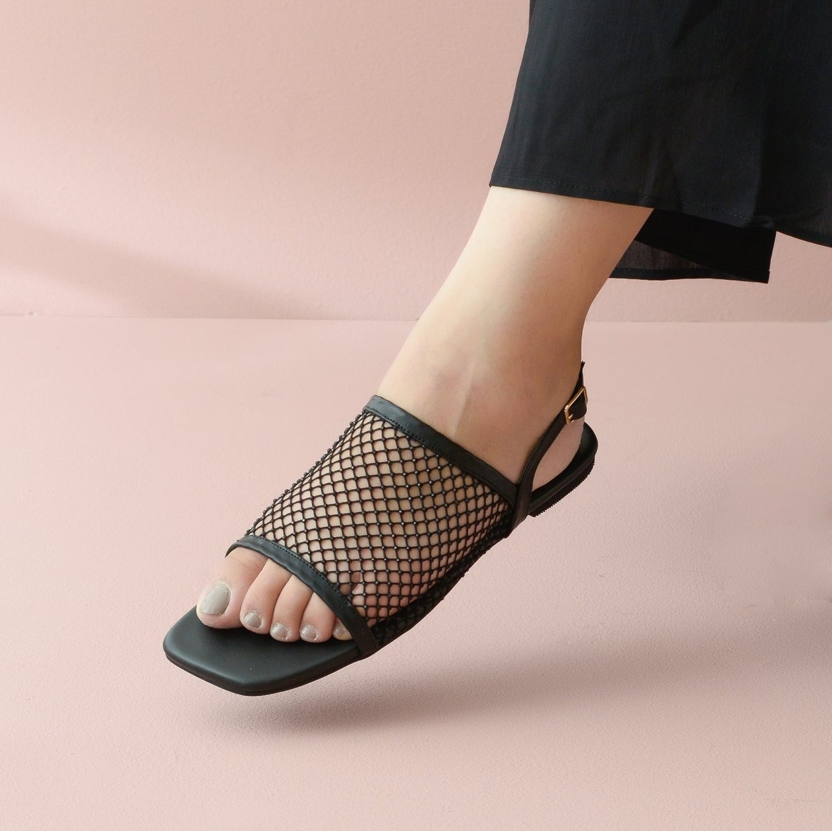 Black Mesh Sandals