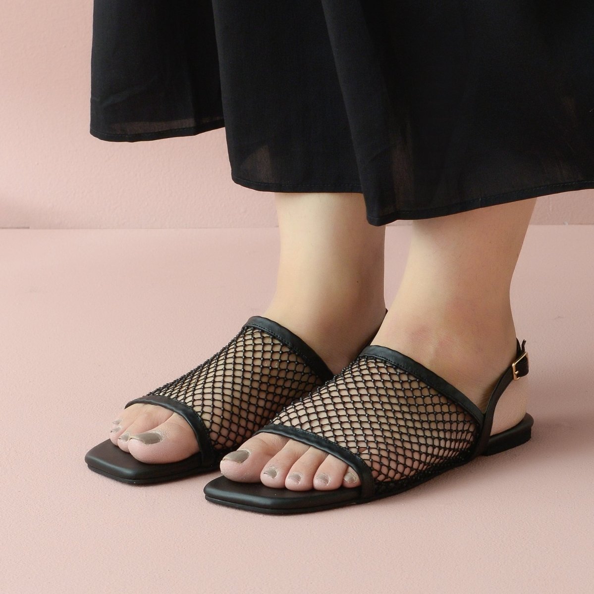 Black Mesh Sandals