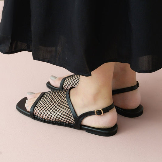 Black Mesh Sandals