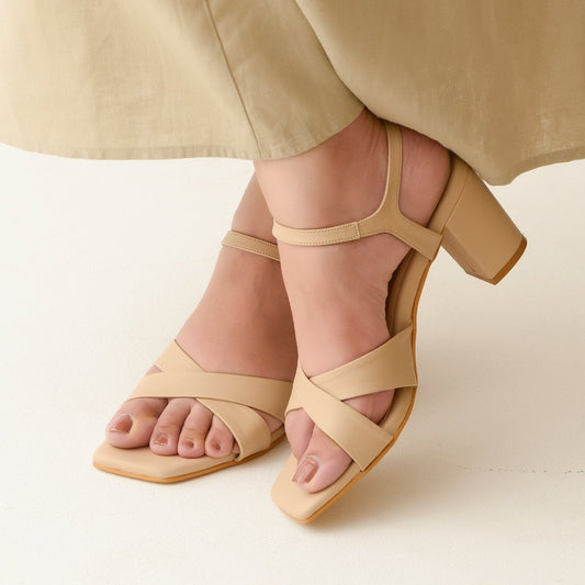 Cross Strap Antique White Sandals