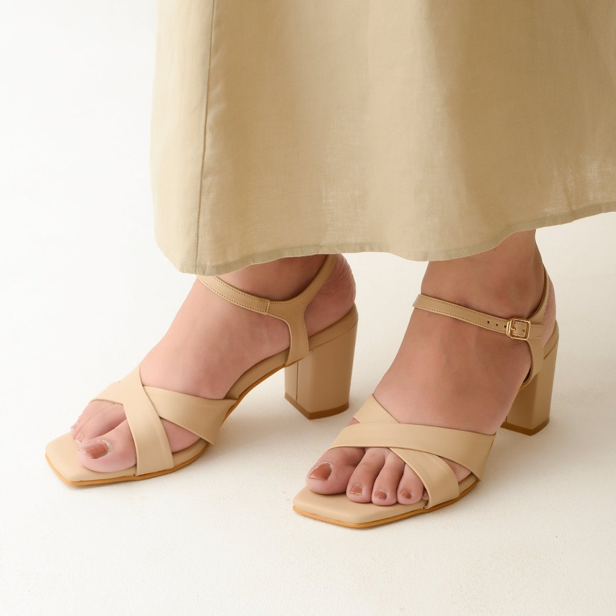 Cross Strap Antique White Sandals