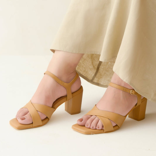 Cross Strap Beige Sandals