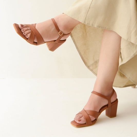 Cross Strap Tan Sandals