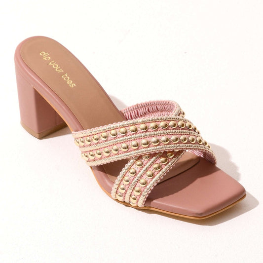 Pink Cross Embellished Heels