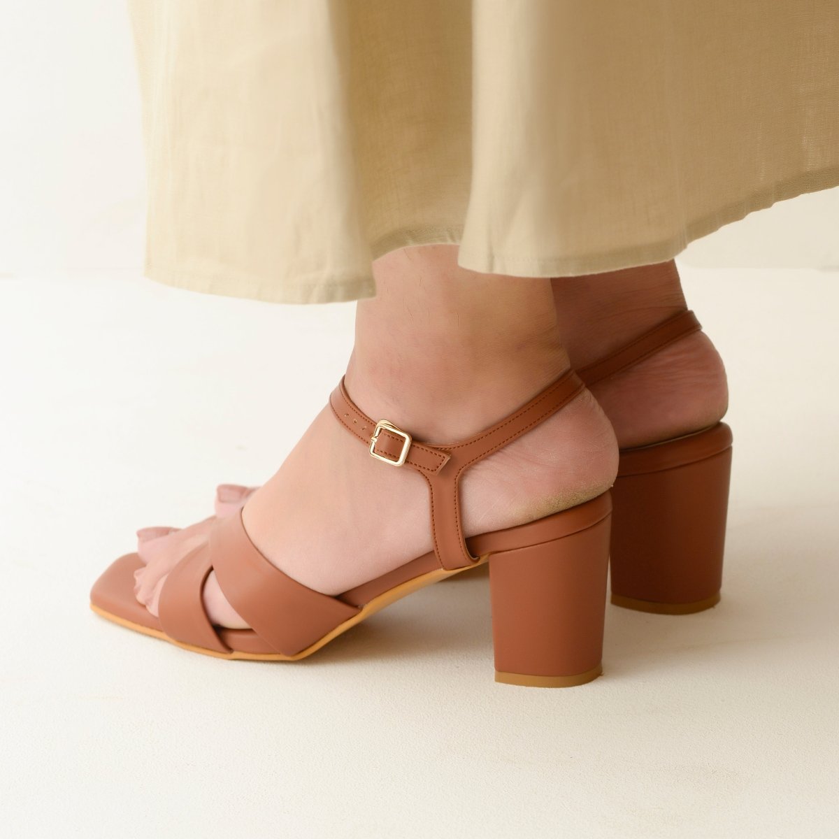 Cross Strap Tan Sandals