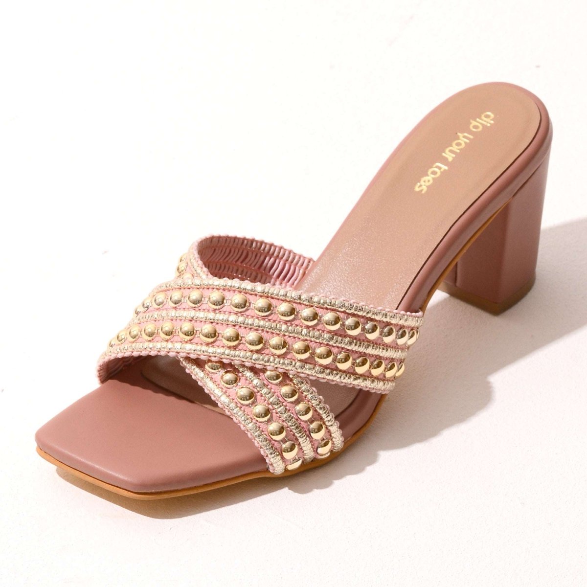 Pink Cross Embellished Heels