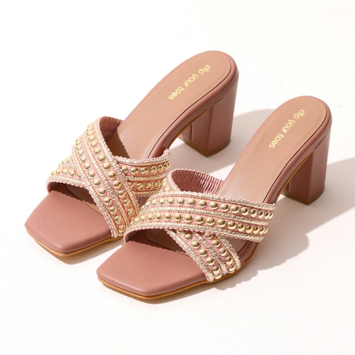 Pink Cross Embellished Heels