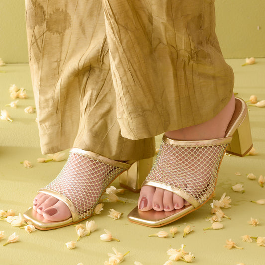 Gold Mesh Heels