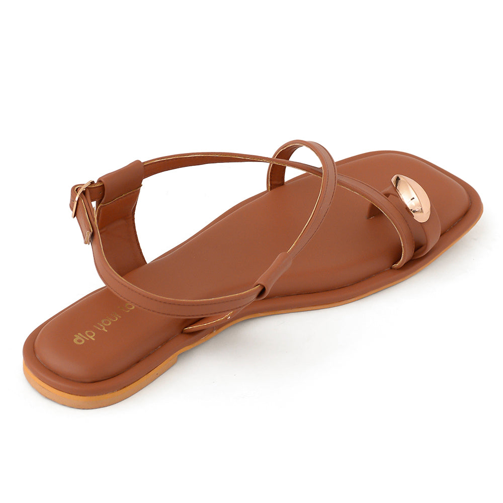 Tan Toe Ring Detail Sandals