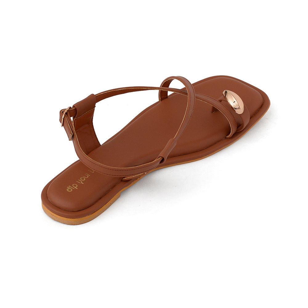 Tan Toe Ring Detail Sandals