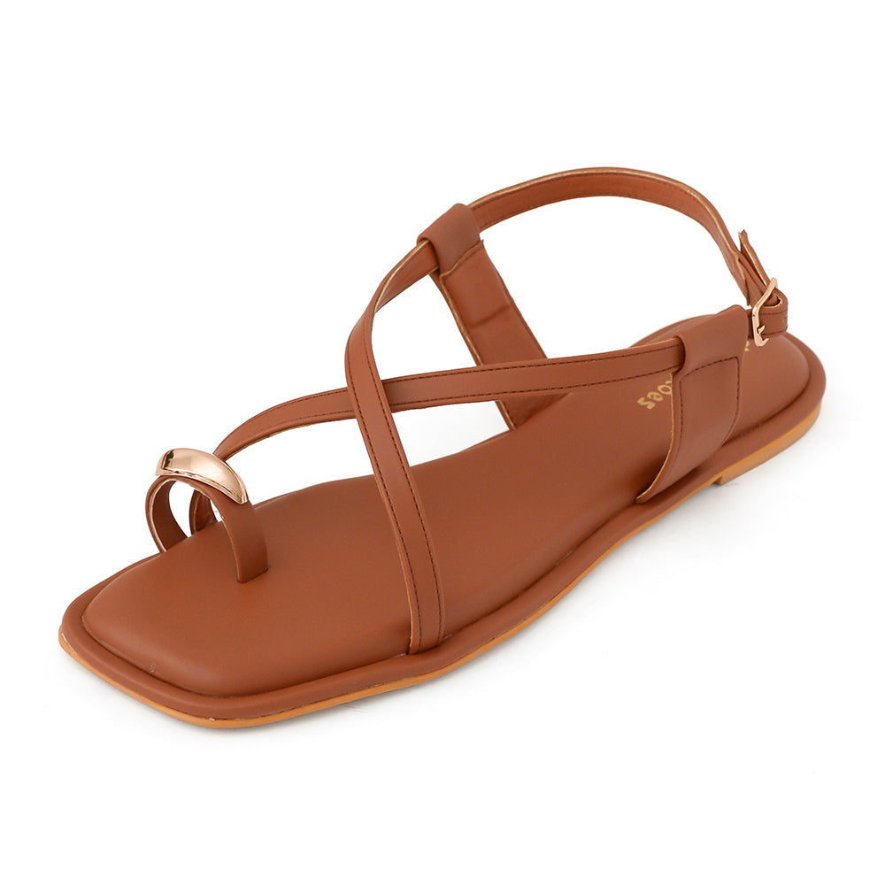 Tan Toe Ring Detail Sandals