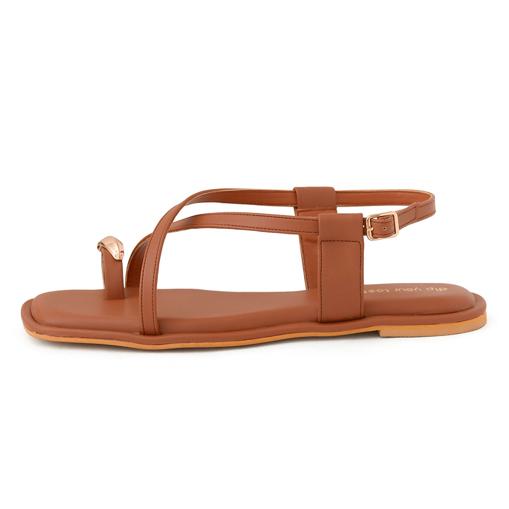 Tan Toe Ring Detail Sandals