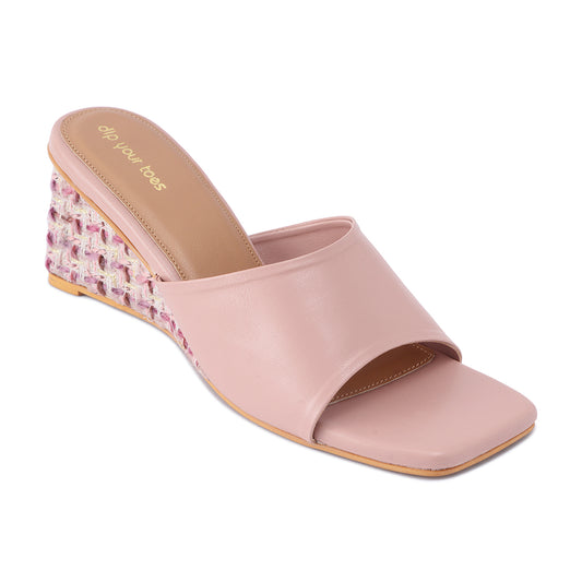 Soft Pink Tweed Wedges