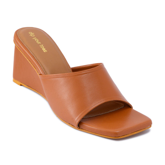 Tan Broad Strap Wedges