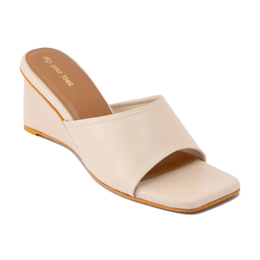 White Broad Strap Wedges