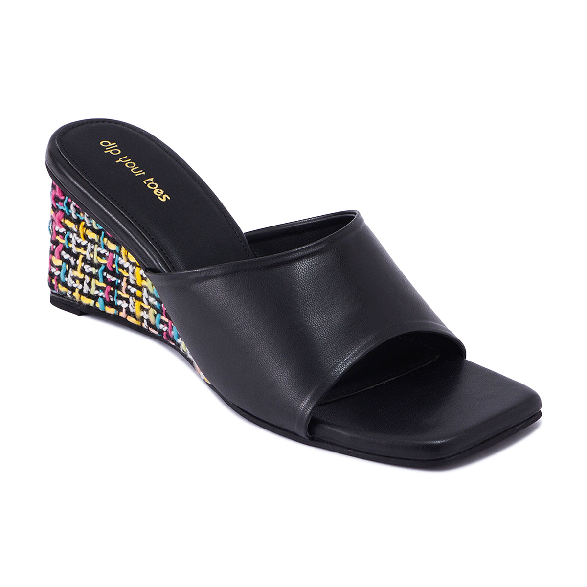 Black Tweed Wedges