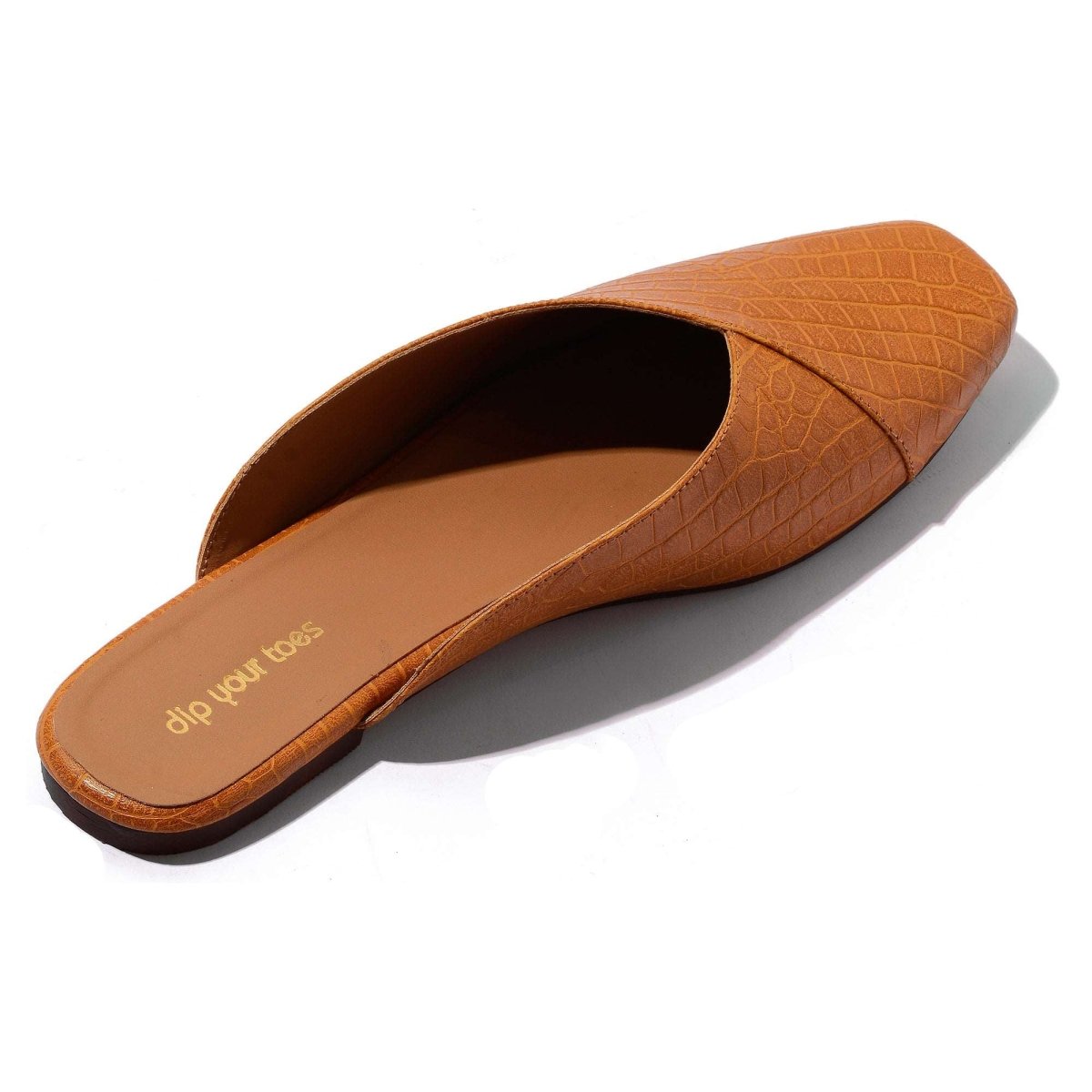 Honey Croc-textured mules