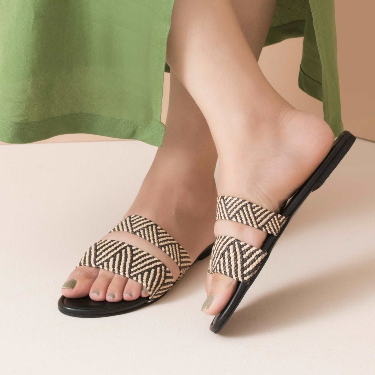 Neutral Twin Strap Flats