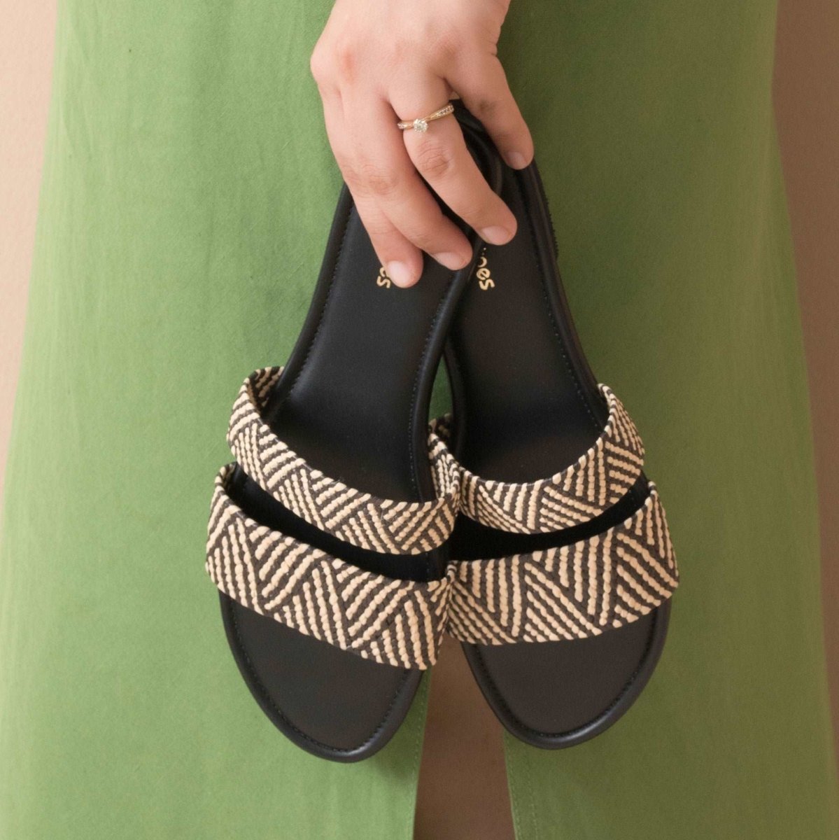 Neutral Twin Strap Flats