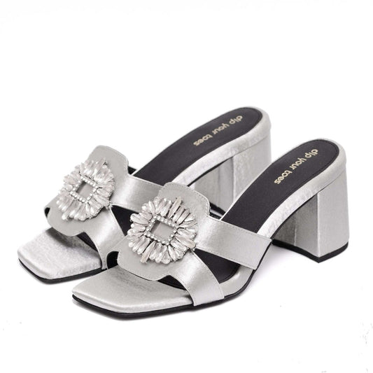 Silver crystal Embellished Heels