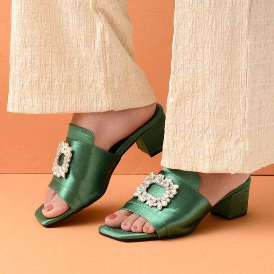 Emerald Buckled Heels