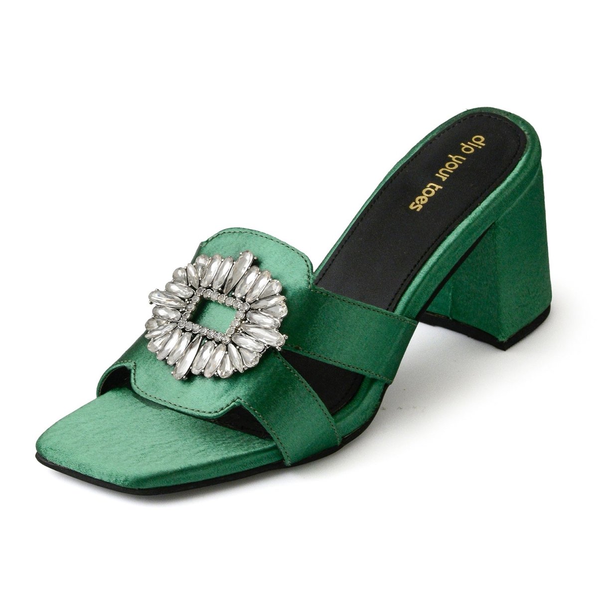 Emerald crystal Embellished Heels