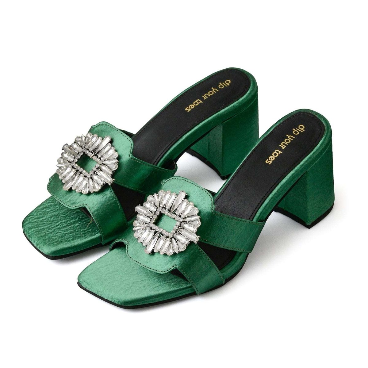 Emerald crystal Embellished Heels