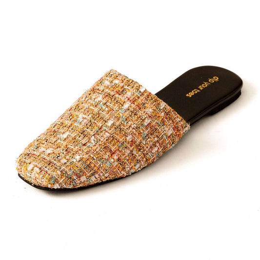 Gold Tweed Mules