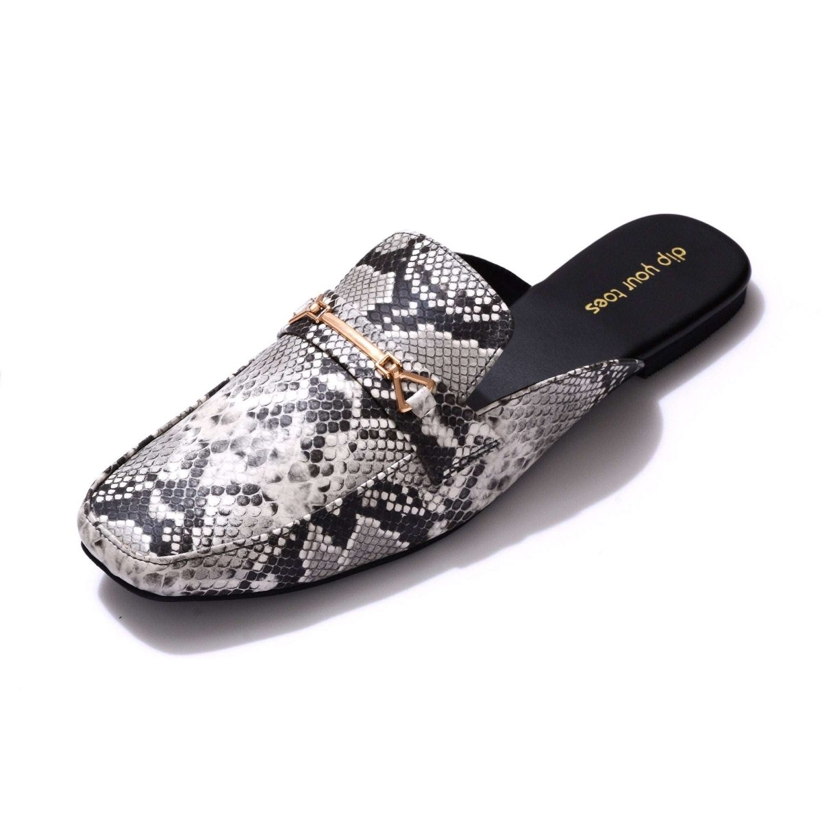 Black Snake-print Mules