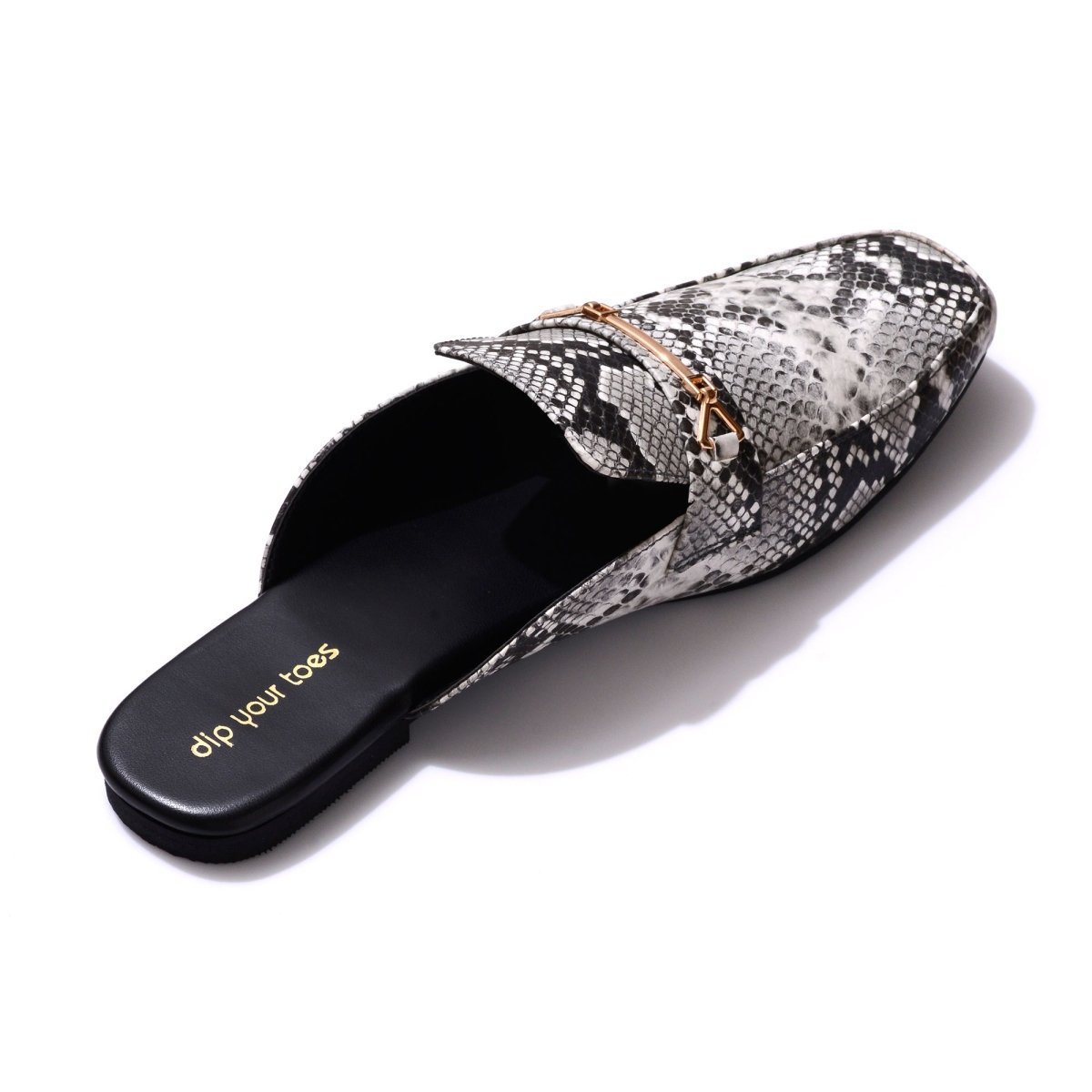 Black Snake-print Mules