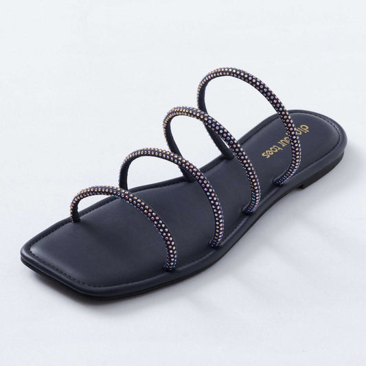 Blue Crystal-embellished flats