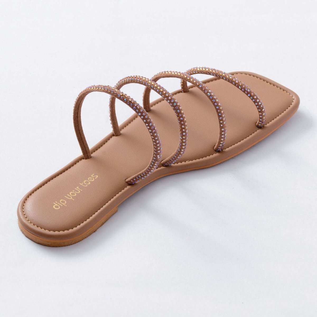 Beige Crystal-embellished flats