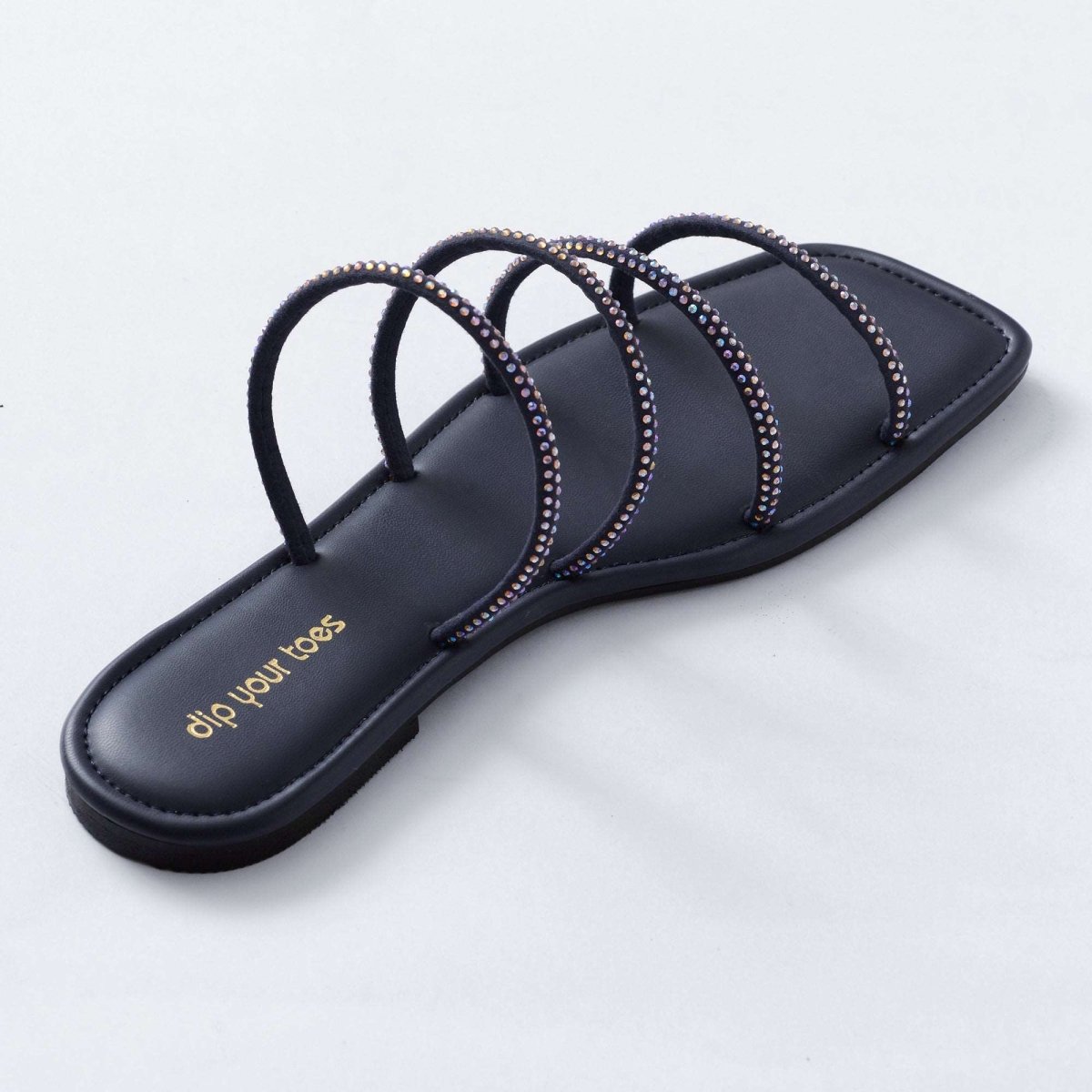 Blue Crystal-embellished flats