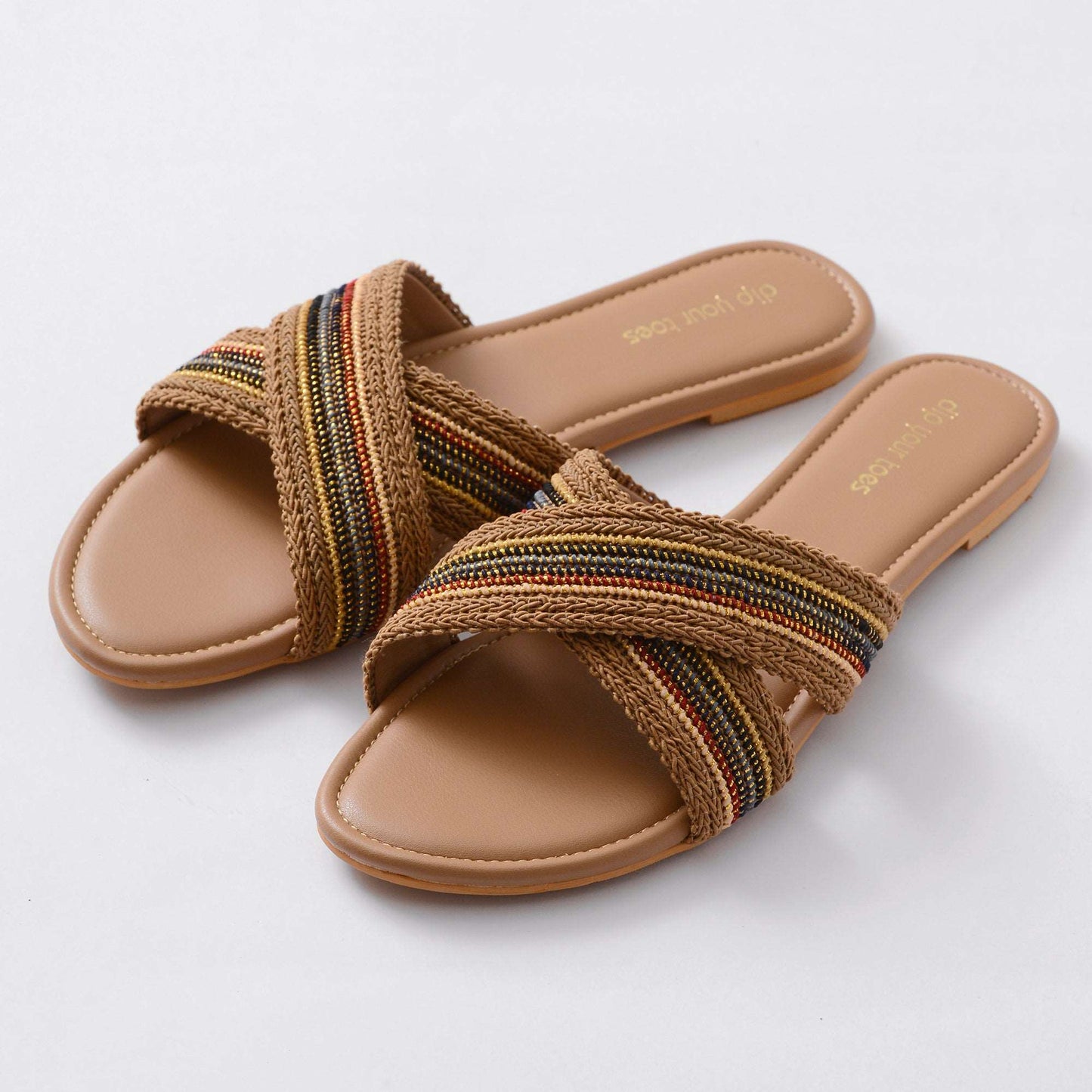Rosy brown criss cross flats