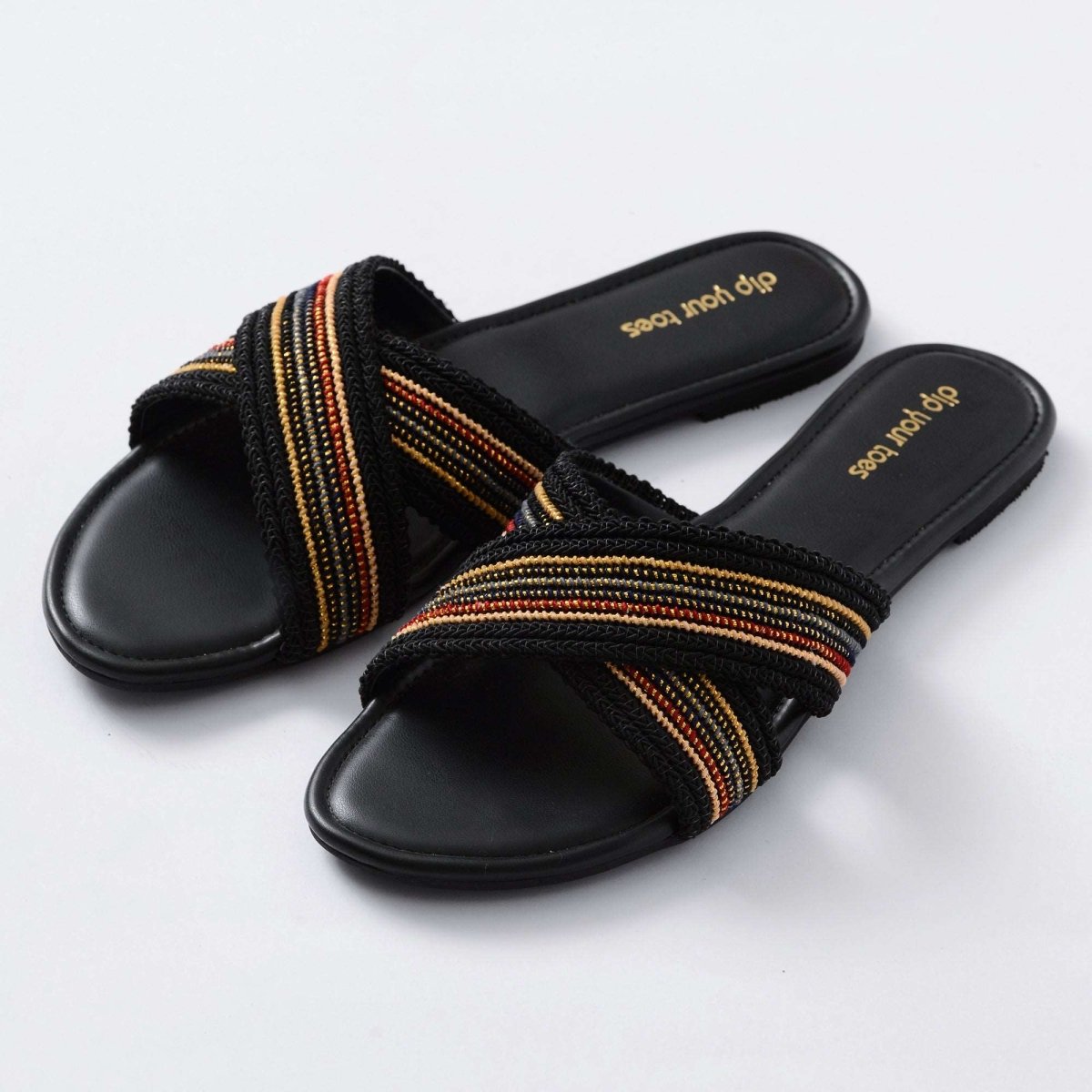 Black criss cross flats
