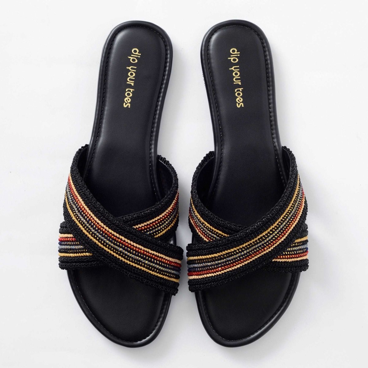 Black criss cross flats