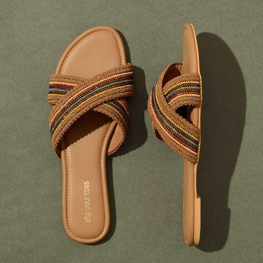 Rosy brown criss cross flats