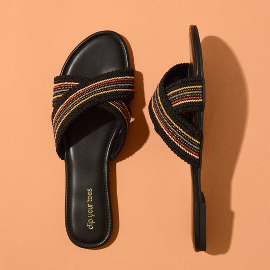 Black criss cross flats