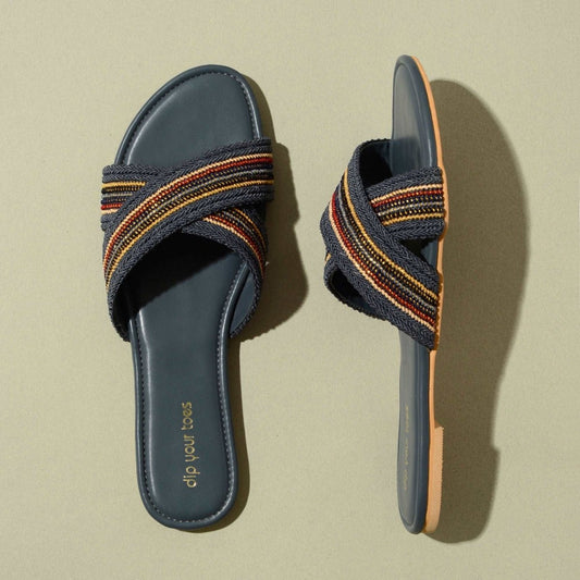 Blue criss cross flats