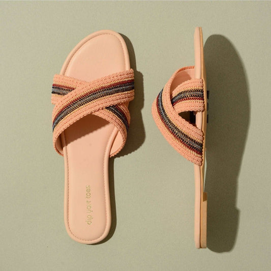 Peach criss cross flats
