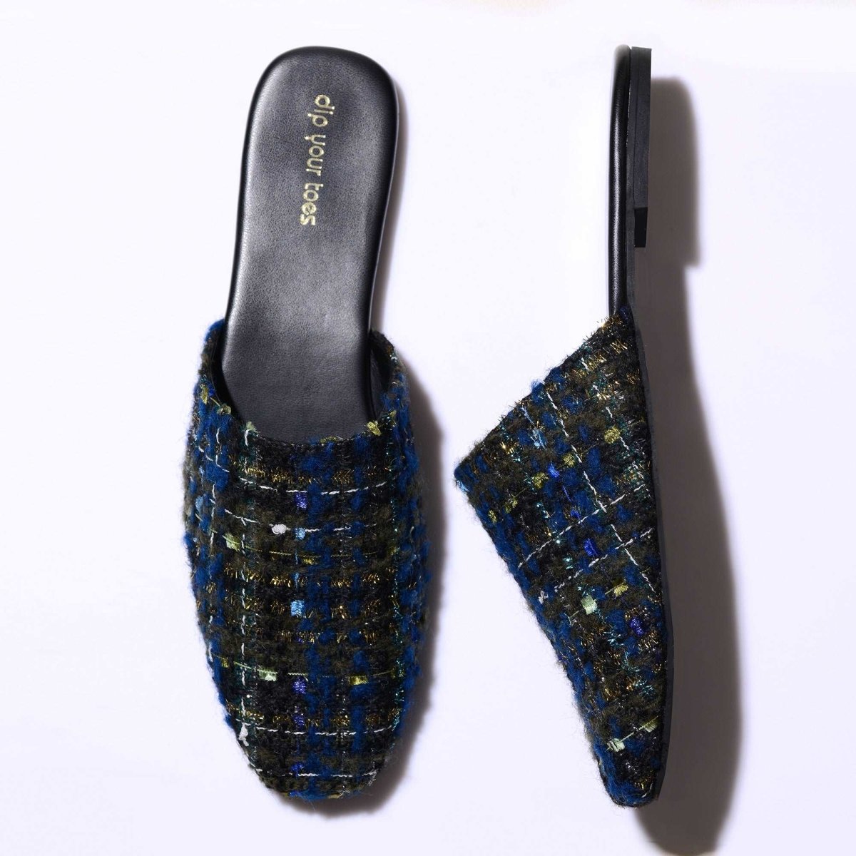 Prussian Tweed Mules