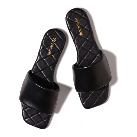 Black Quilted Sliders