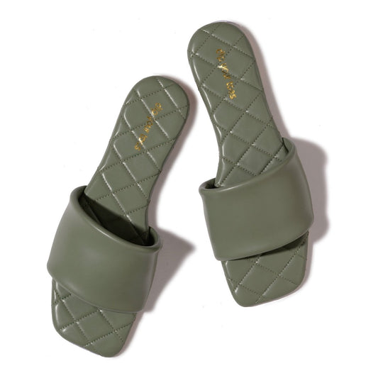 Green Quilted Sliders