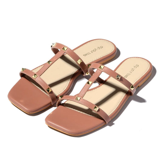 Rosepink stud-embellished flats