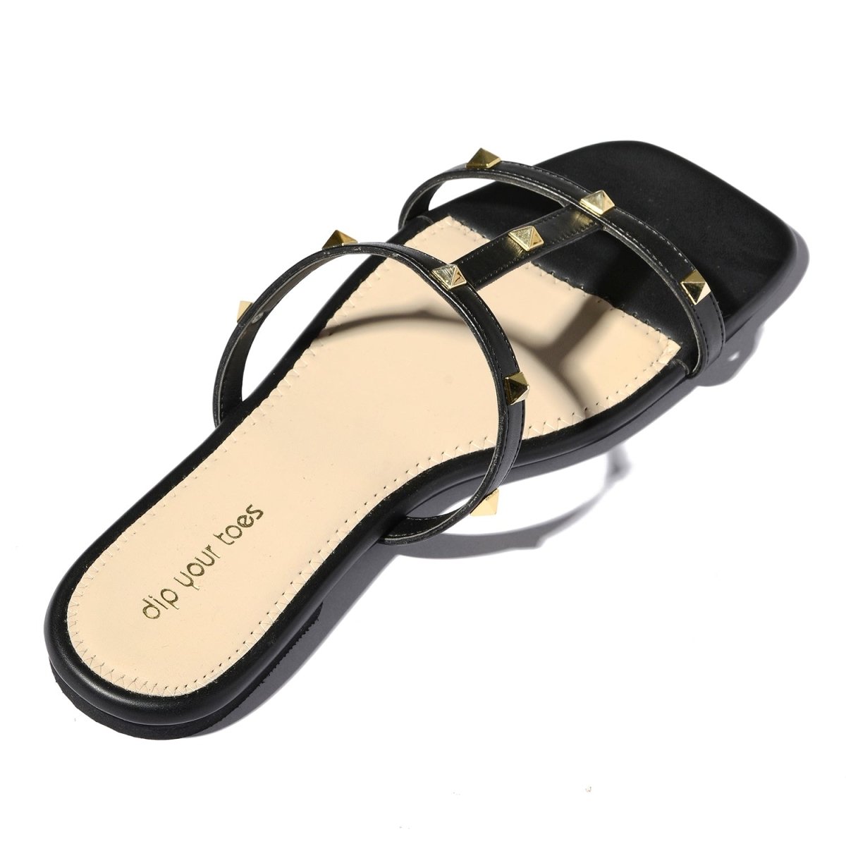 Black stud-embellished flats