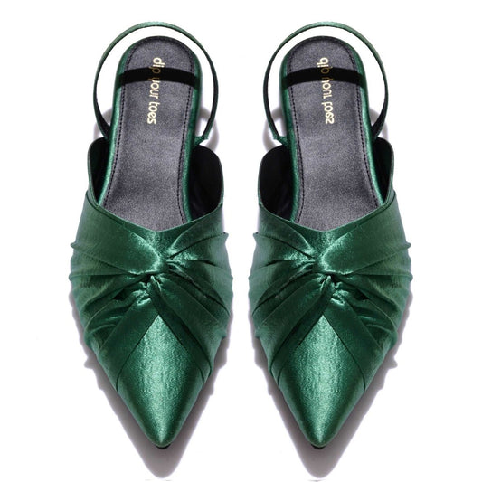 Green Knotted Slingback Sandals